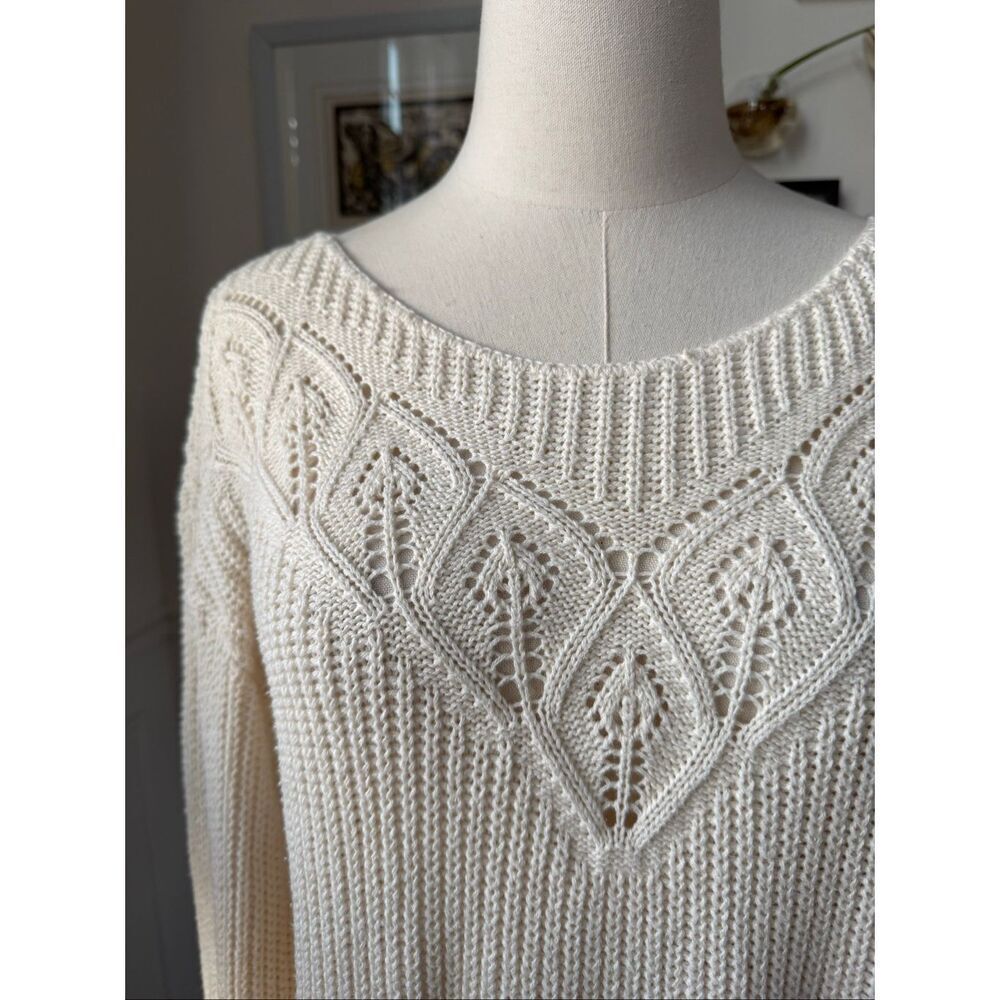 Vintage 70s 80s Penrose 100% Cotton Ivory Sweater L